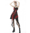 Long Asymmetric Punk Rock Red Tie Dye Dress