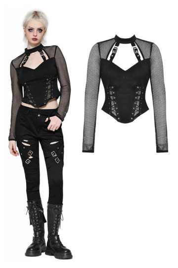 Bustier Manches Longues Résilles Noires
