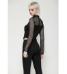 Gothic Long Sleeves Black Fishnet Top With Lacing