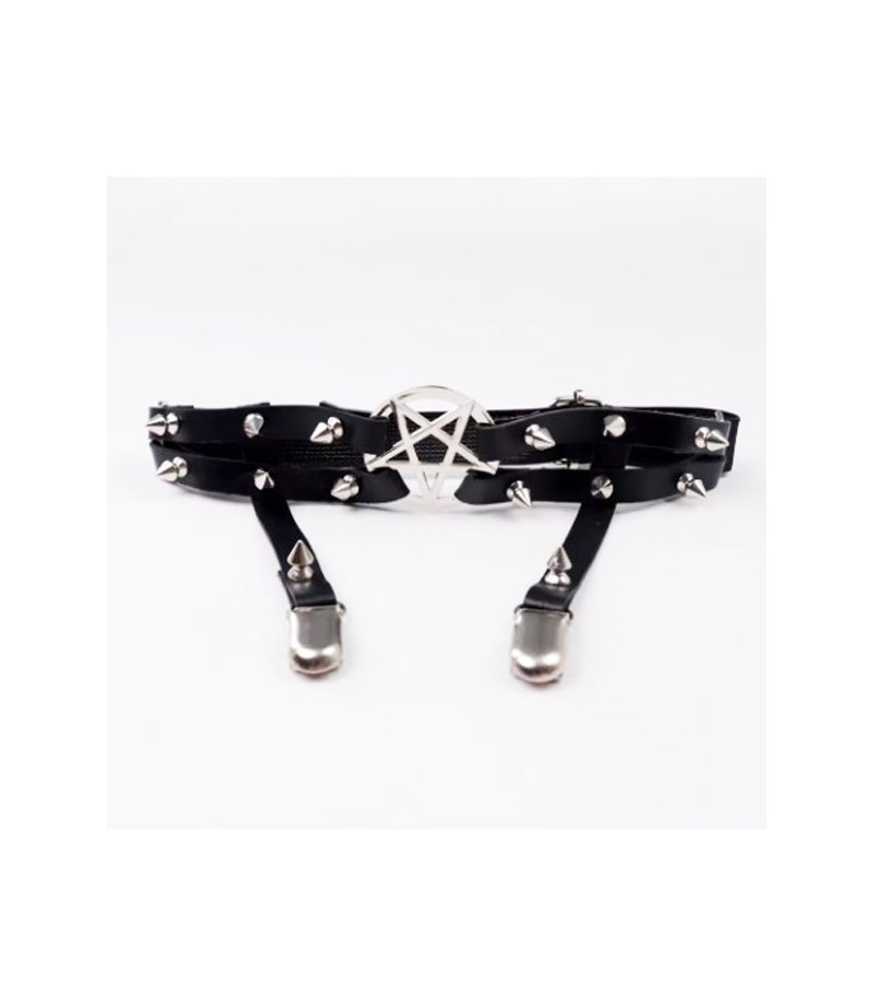 Pentagram Black Garter - Freaky Pink
