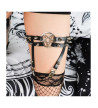 Pentagram Black Garter - Freaky Pink
