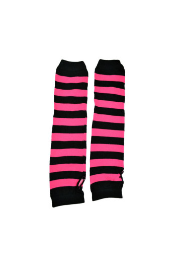 Mitaines Larges Rayures Noires Et Roses