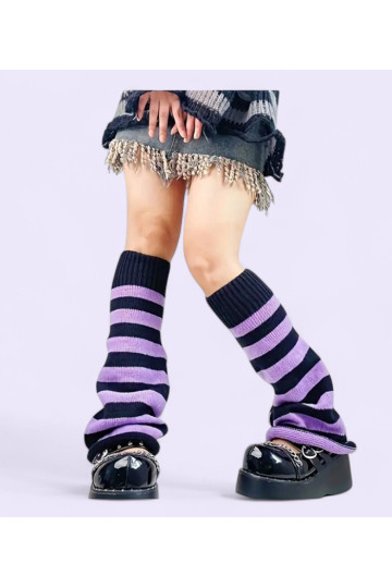 Leg Warmers Evasés Violets Noirs