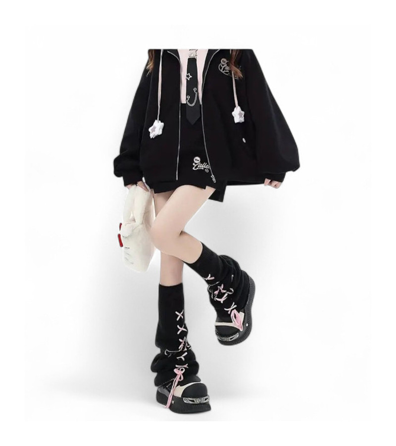 Black And Pink Star Leg Warmers