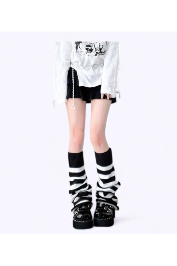 Leg Warmers Evasés Blancs Noirs