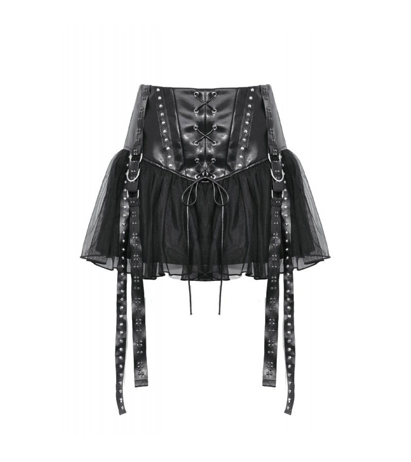 Jupe Rebel Simili Cuir A Volants