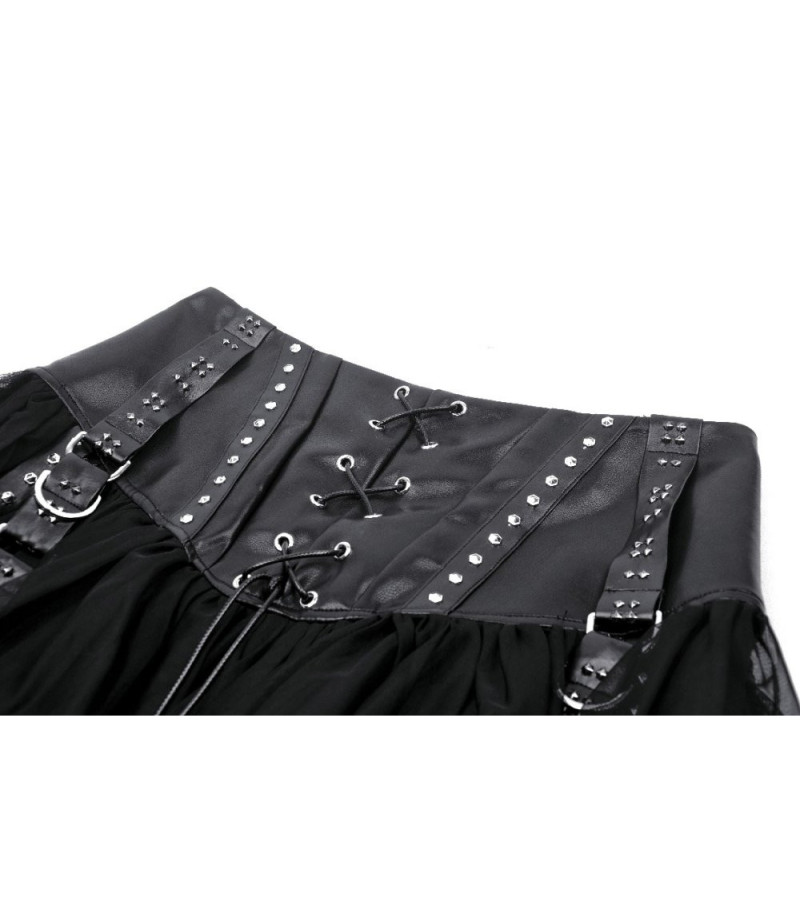 Jupe Rebel Simili Cuir A Volants