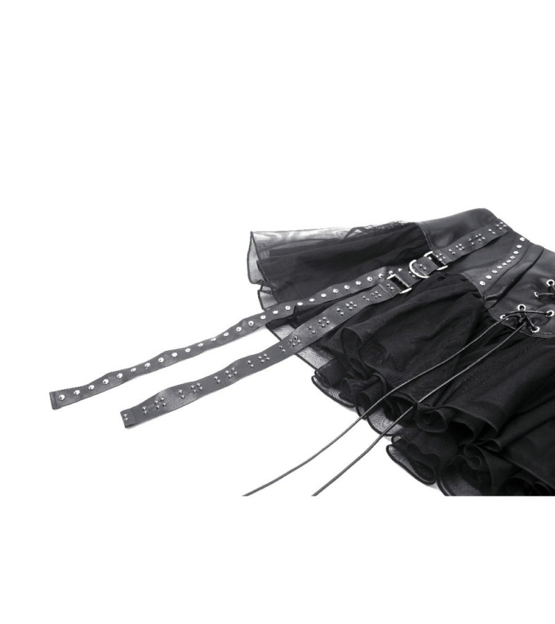 Jupe Rebel Simili Cuir A Volants