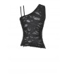 Punk Asymmetric Distressed Top With Lacing