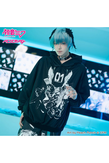 Hatsune Miku Black Punk Hoodie ACDC RAG