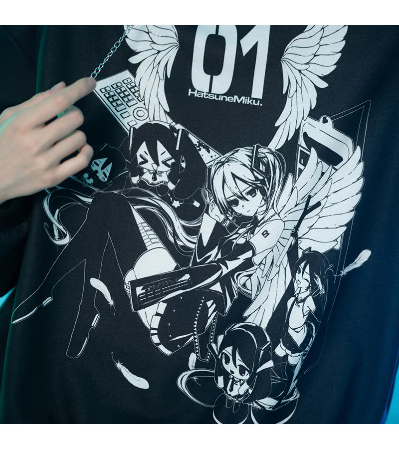 Hatsune Miku Black Punk Hoodie ACDC RAG