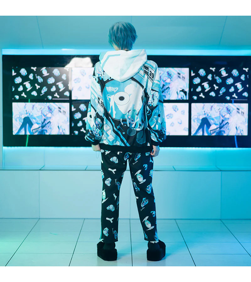 Hatsune Miku Hoodie Bleu Noir ACDC RAG