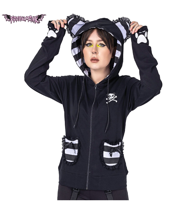 Black And White Panda Hoodie With Ears