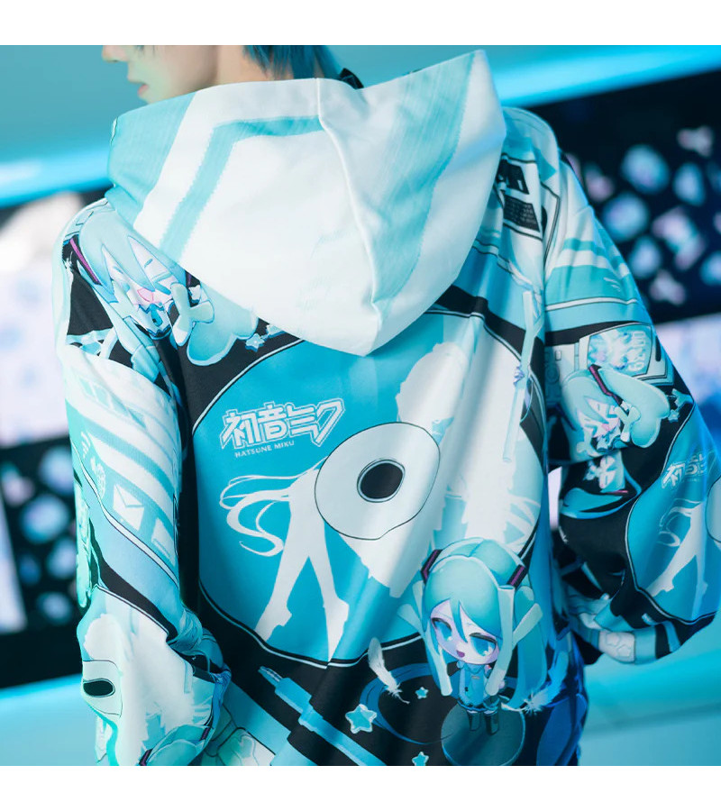 Hatsune Miku Hoodie Bleu Noir ACDC RAG