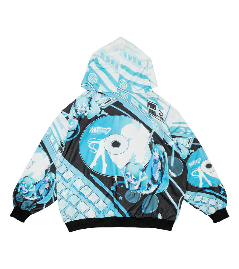 Hatsune Miku Hoodie Bleu Noir ACDC RAG