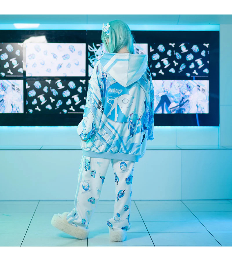 Hatsune Miku Hoodie Bleu Pastel Blanc ACDC RAG