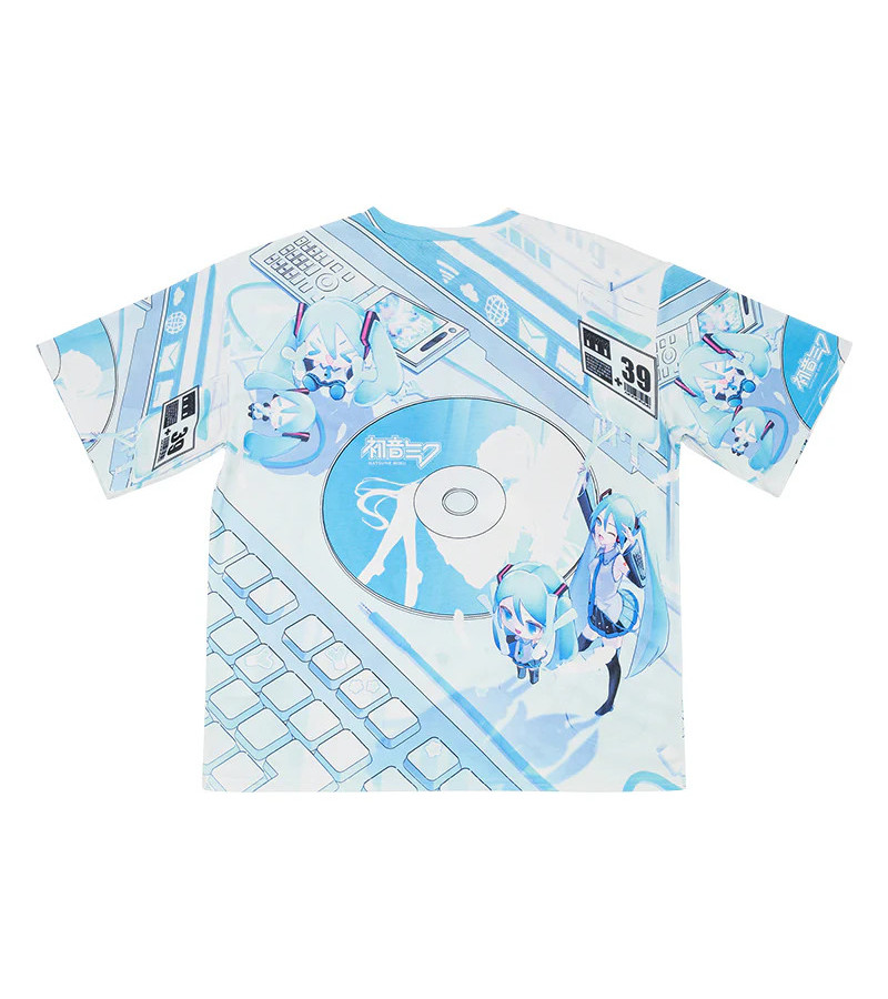 T-shirt Hatsune Miku Bleu Pastel Blanc ACDC RAG