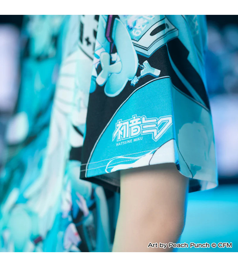 T-shirt Hatsune Miku Bleu Et Noir ACDC RAG