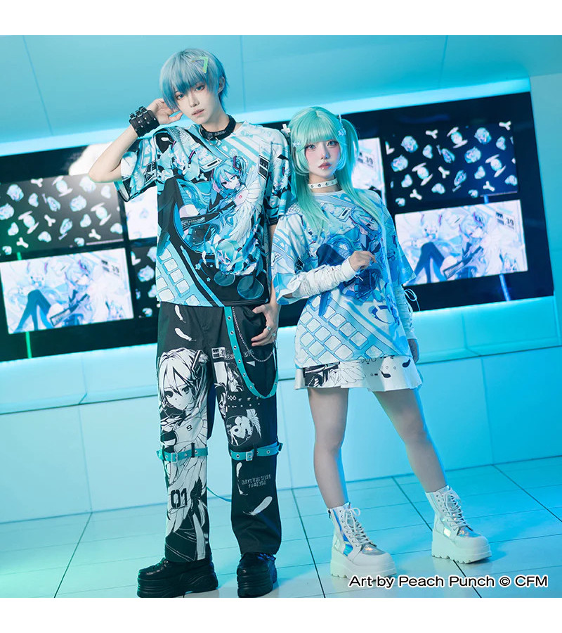 Hatsune Miku Mint Blue And Black T-shirt ACDC RAG