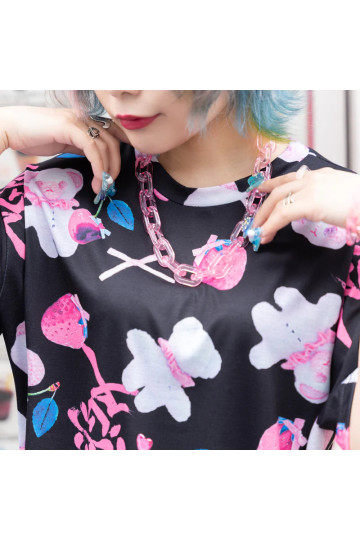 ACDC RAG Pastel Pink Clear Chain Necklace