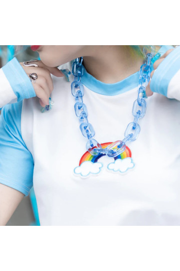 Collier Chaine ACDC RAG Bleu Pastel