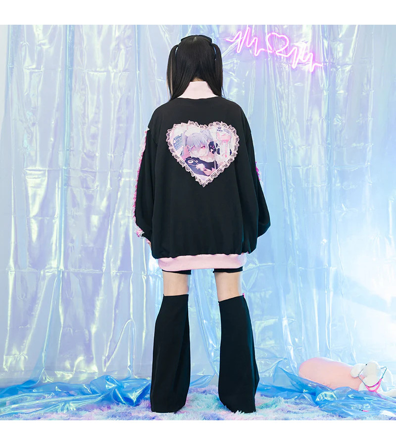 Veste Healing Heart Noire Et Rose ACDC RAG