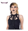 Gothic Dark Morena Crop Top Black Fishnet - Freaky Pink