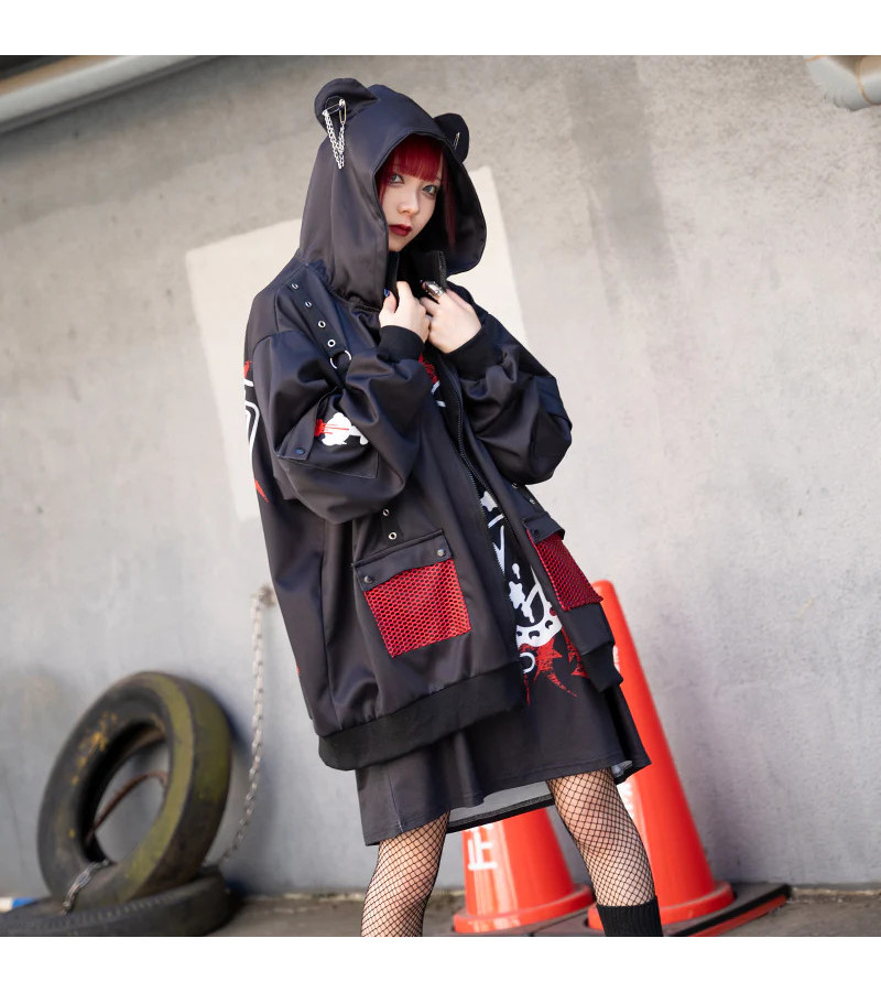 Dark Gloomy Black Red Mesh Jacket ACDC RAG