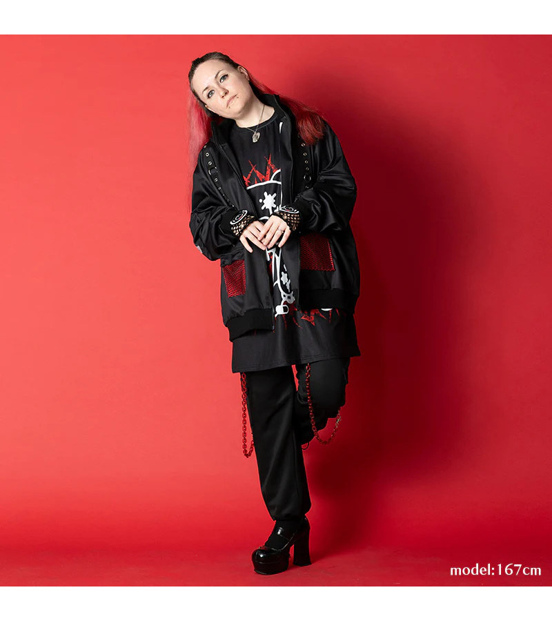 Dark Gloomy Black Red Mesh Jacket ACDC RAG