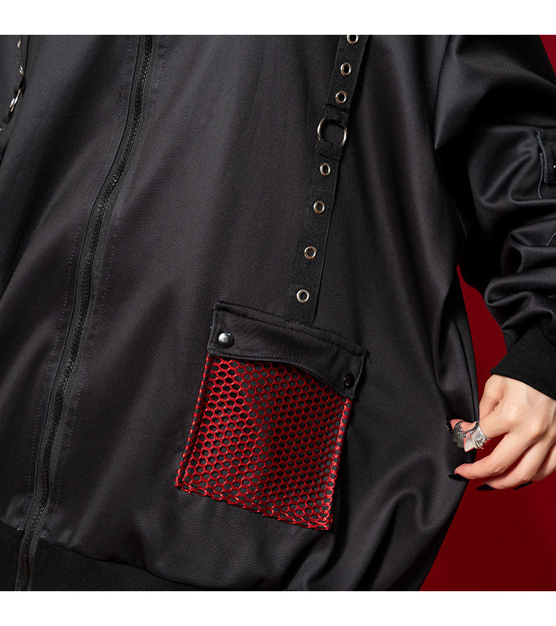 Dark Gloomy Black Red Mesh Jacket ACDC RAG