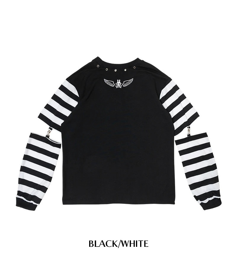 White Black Punky Bunny Striped Long Sleeves ACDC RAG