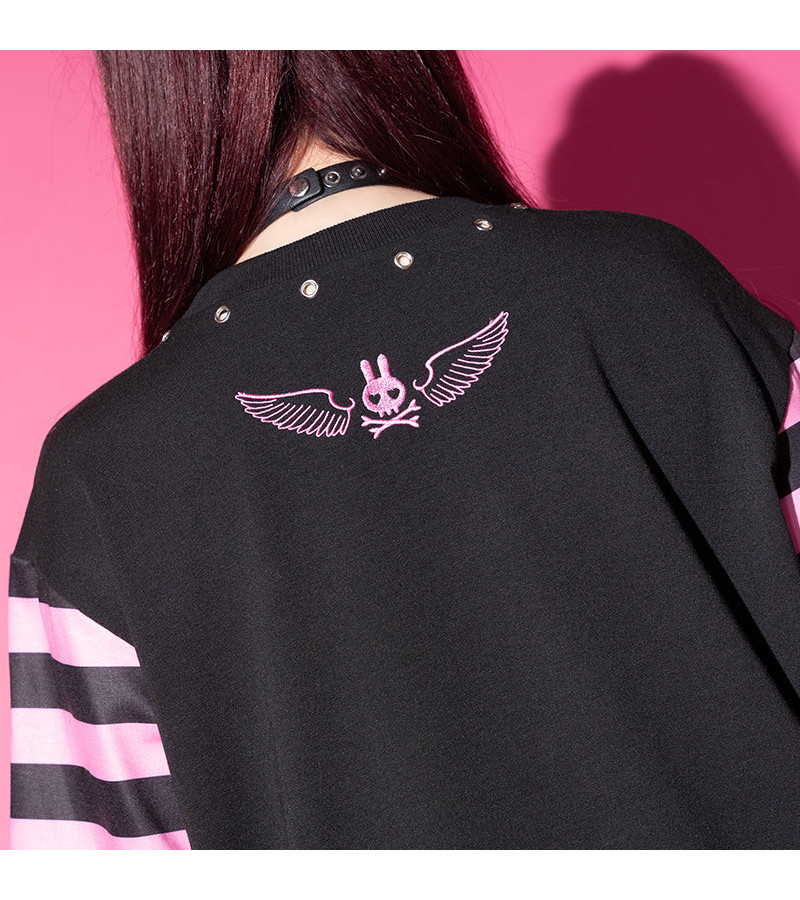 Pink Black Punky Bunny Striped Long Sleeves ACDC RAG