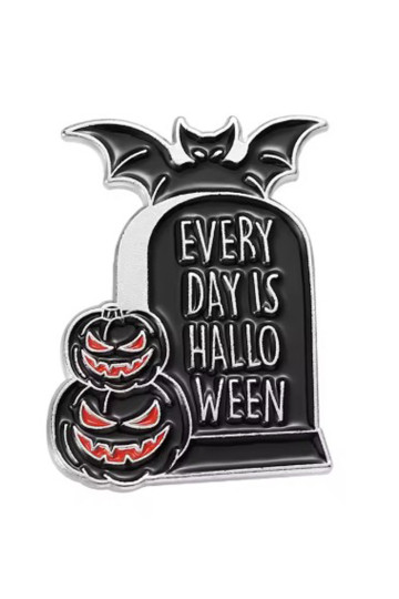 Black Halloween Grave Pin