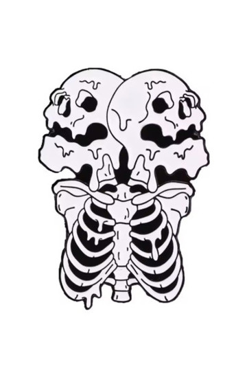 2 Headed Skull Pin