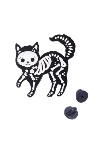 Pins Chat Noir Squelette