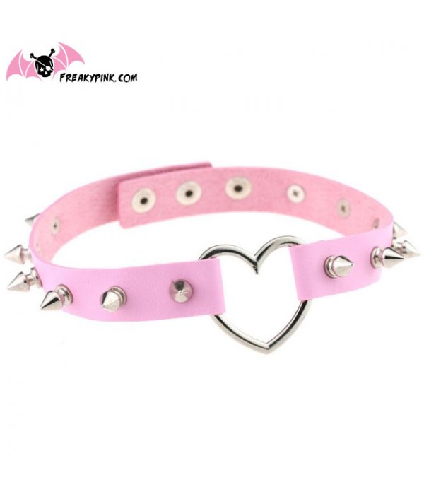 Choker Coeur Rose A Piques