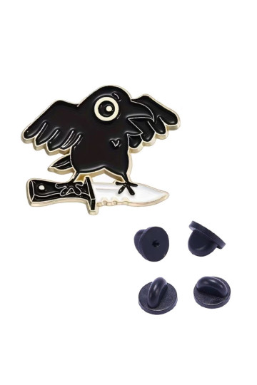 Black Crow With Knife Pin