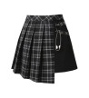 Big Pin Grey And Black Pleated Plaid Skirt