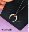 Crescent Moon Red Stone Gothic Necklace Freaky Pink