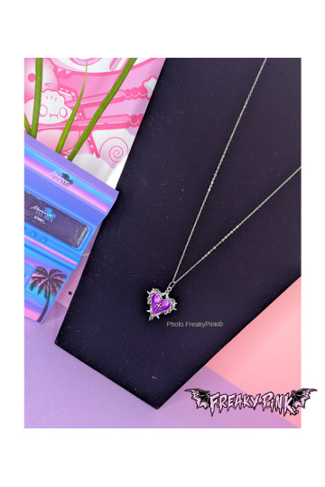 Purple Heart Gothic Necklace Freaky Pink
