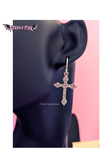 Cross With Rhinestones Kawaii Earrings