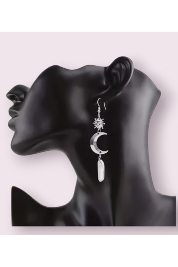 Boucles D'Oreilles Lunes Soleil Cristal