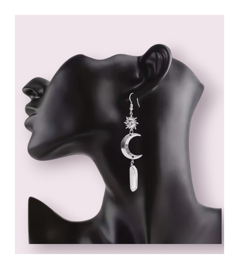 Moon Sun Cristal Earrings - Freaky Pink