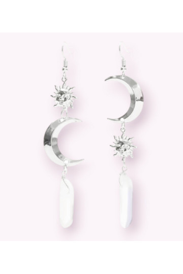 Moon Sun Cristal Earrings - Freaky Pink