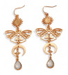 Golden Butterfly And Moon Earrings
