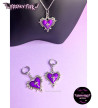 Boucles D'Oreilles Coeurs Gothiques Violets Freaky Pink