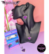 Boucles D'Oreilles Coeurs Gothiques Violets Freaky Pink