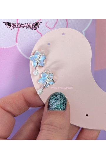 Iridescent Blue Stars Earrings