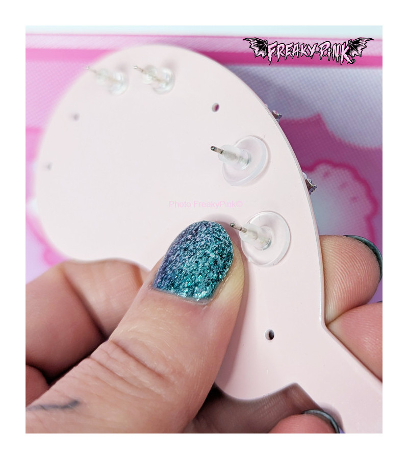 Boucles D'Oreilles Lune Etoiles Bleues