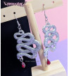 Big Snake Earrings Red Gem
